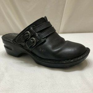 BOC Born Concept Pebble Leather Stud Black Buckle Clog Slide Shoe size 9 MW